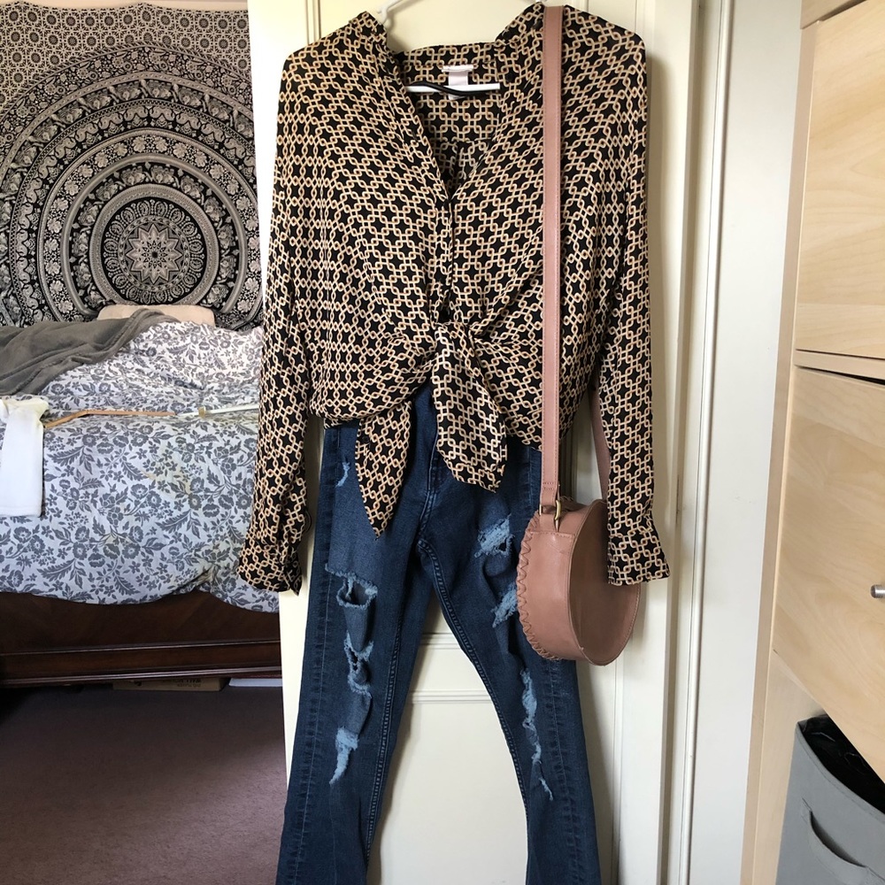 Button Up Gold Chain Blouse